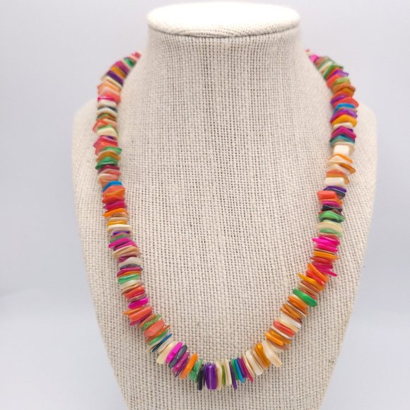 Jewelry - Vintage Bright Rainbow Multi-Color Mother of Pearl Necklace